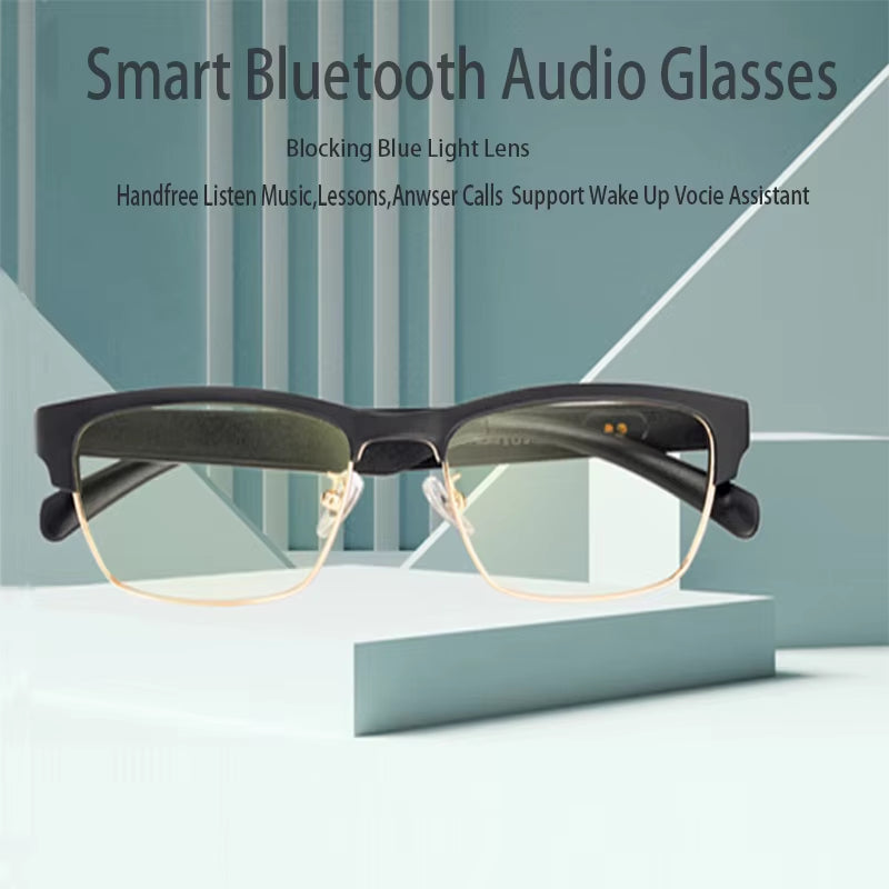 Smart Glasses Bluetooth Glasses Audio Glasses with Speakers Music Glasses, Touch Voice Assistant, Blue Light Lenses