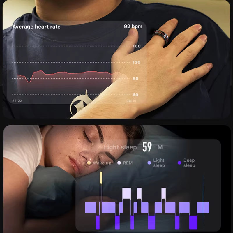 R04 Smart Ring Multifunction 5ATM Waterproof Ring Health Manager Sleep Monitor Heart Rate Blood Oxygen Monitoring for Men Women #8
