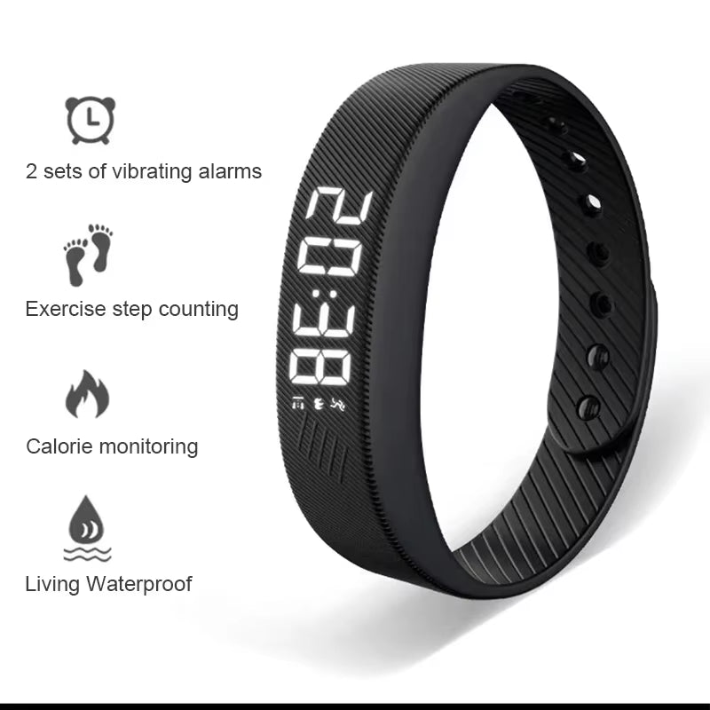 Smart Bracelet LED Digital Waterproof Smart Clock Smartband with Running Pedometer Monitor Smart Band Vibration Alarm Reminder