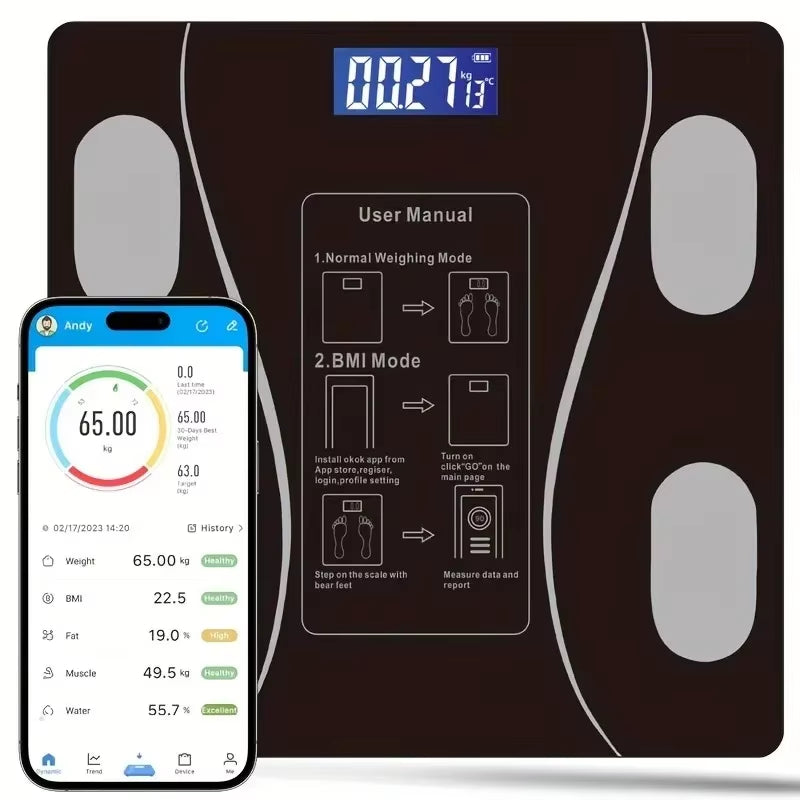 (Top Selling) Smart Weight Scale with Bluetooth Connectivity for Bodymetrics Monitoring